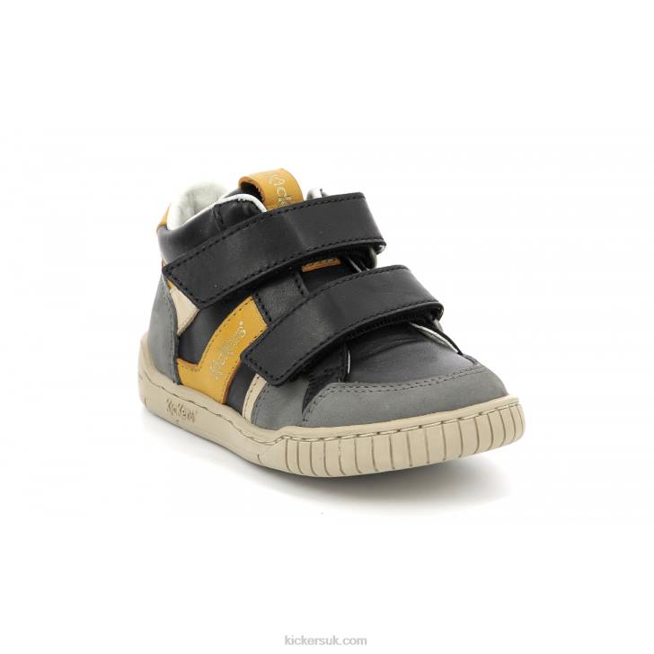 Wincky Vel Grey Yellow Black Kickers ZDBR1003 Kids
