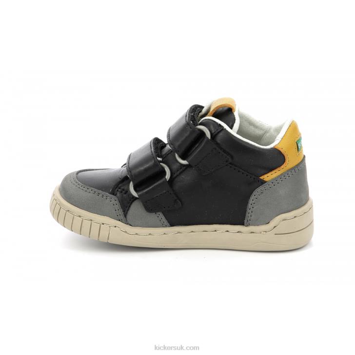Wincky Vel Grey Yellow Black Kickers ZDBR1003 Kids