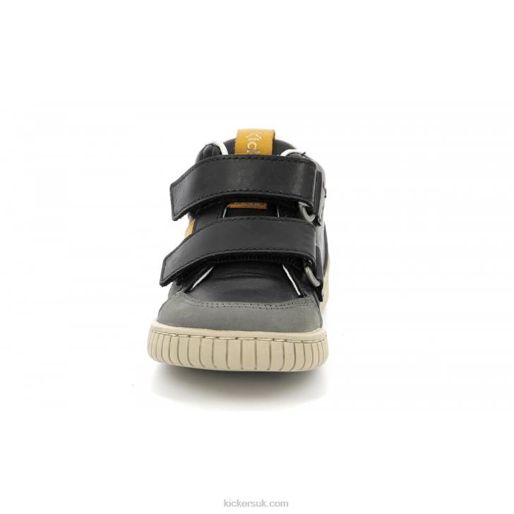 Wincky Vel Grey Yellow Black Kickers ZDBR1003 Kids