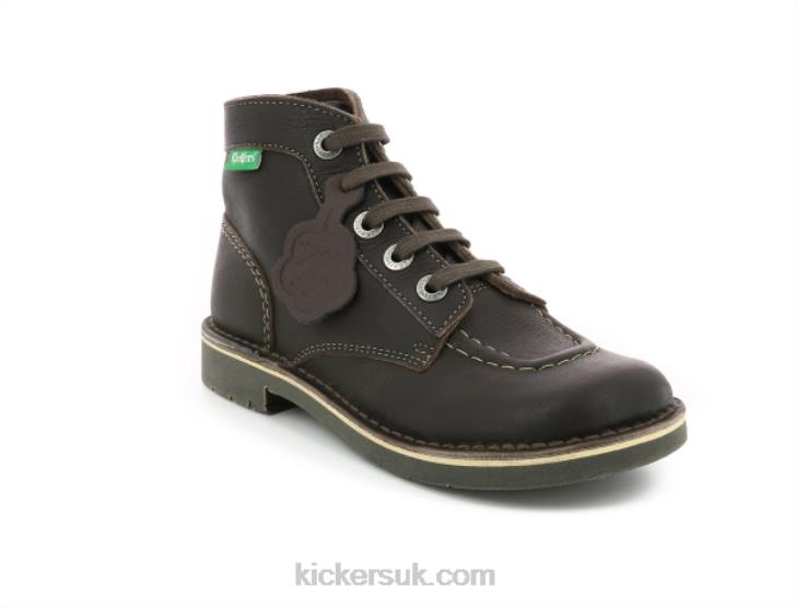 Kick Col Dk Brown Wh Stiching Perm Kickers ZDBR222 Women