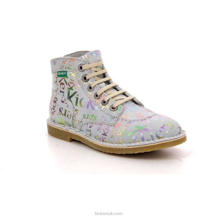 Kicklegend Light Blue Print Silver Kickers ZDBR190 Women