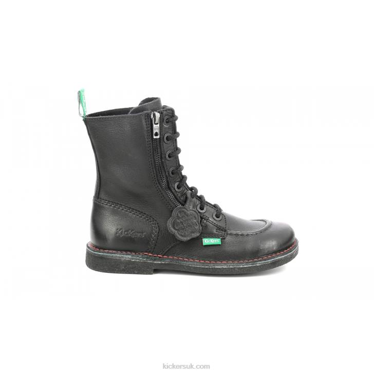 Meetickzip Flat Black Kickers ZDBR237 Women