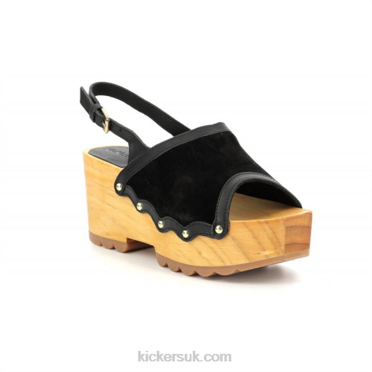 Kick Wedge Wood Black Kickers ZDBR12 Women