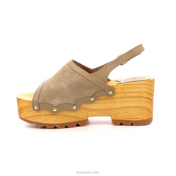 Kick Wedge Wood Light Beige Kickers ZDBR13 Women